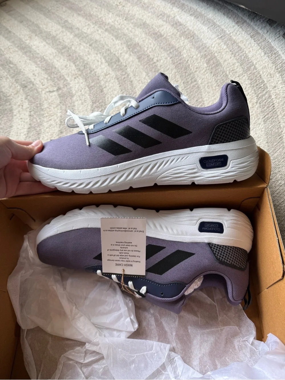 adidas Purple Athletic Running Shoes with Black Stripes